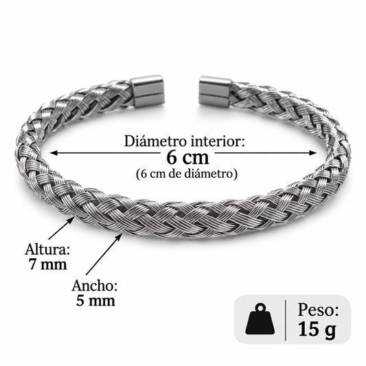 Brazalete Abierto de Acero Inoxidable para Hombre