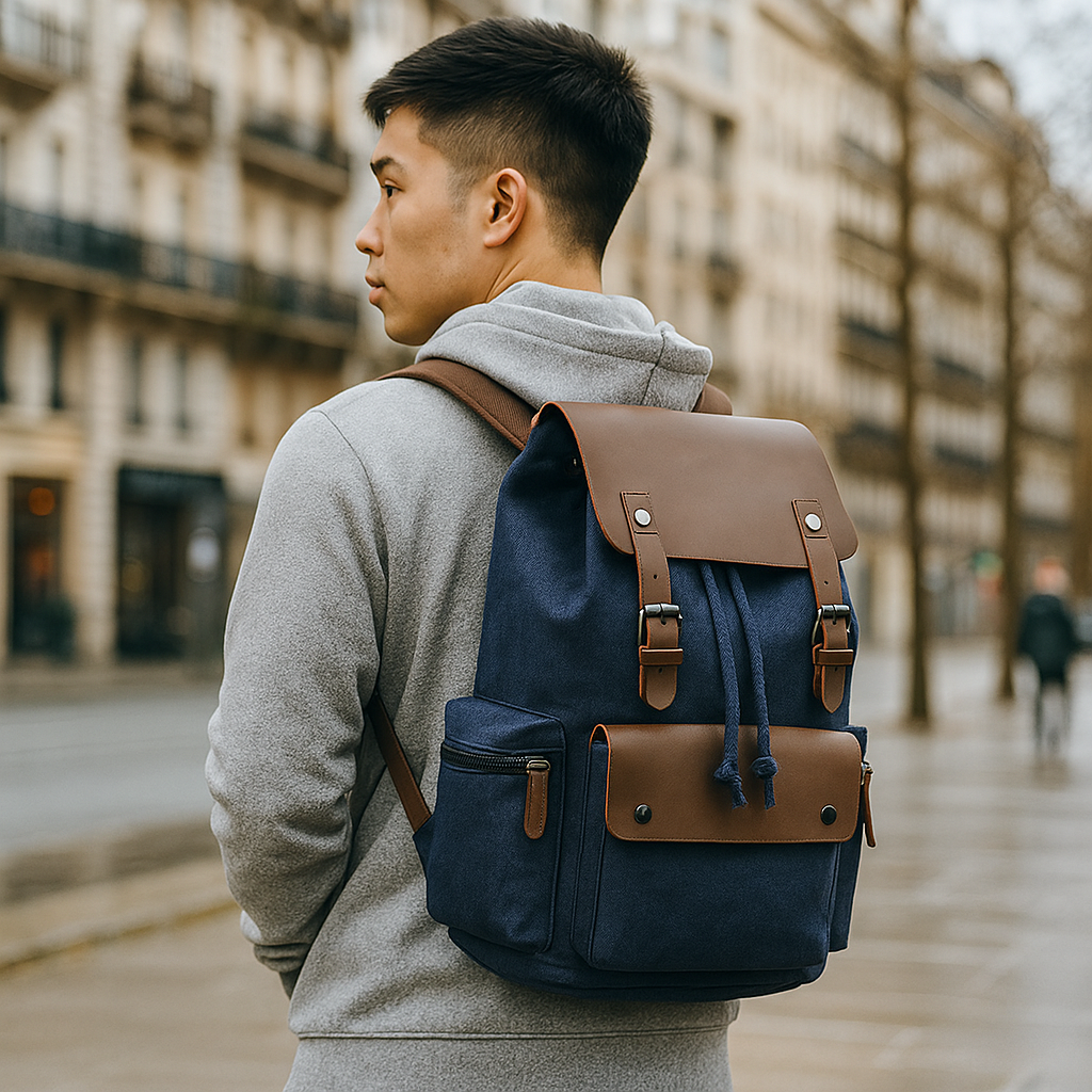 Mochila vintage de lona para portatil