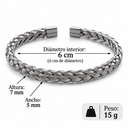 Brazalete Abierto de Acero Inoxidable para Hombre