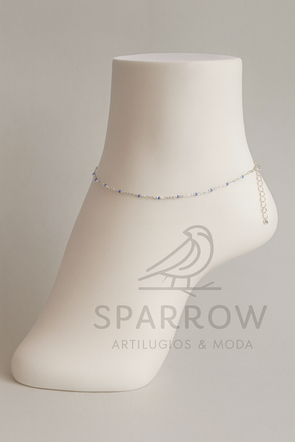 Tobillera con pelotitas de colores S925