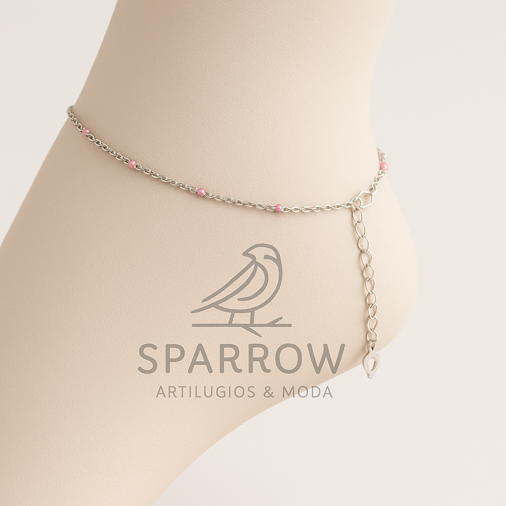 Tobillera con pelotitas de colores S925
