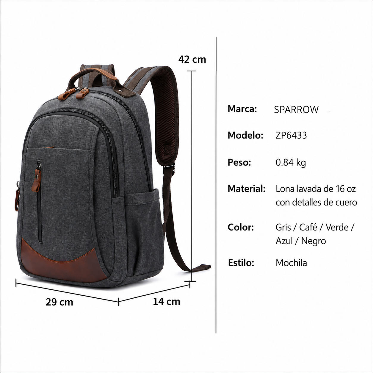 Mochila de lona para portatil